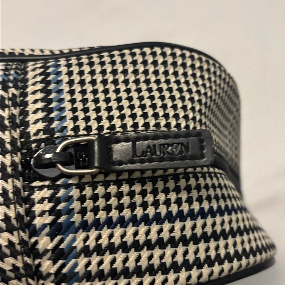 VTG Lauren Ralph Lauren houndstooth bowler bag  black, blue & ecru silver accent - Picture 13 of 14